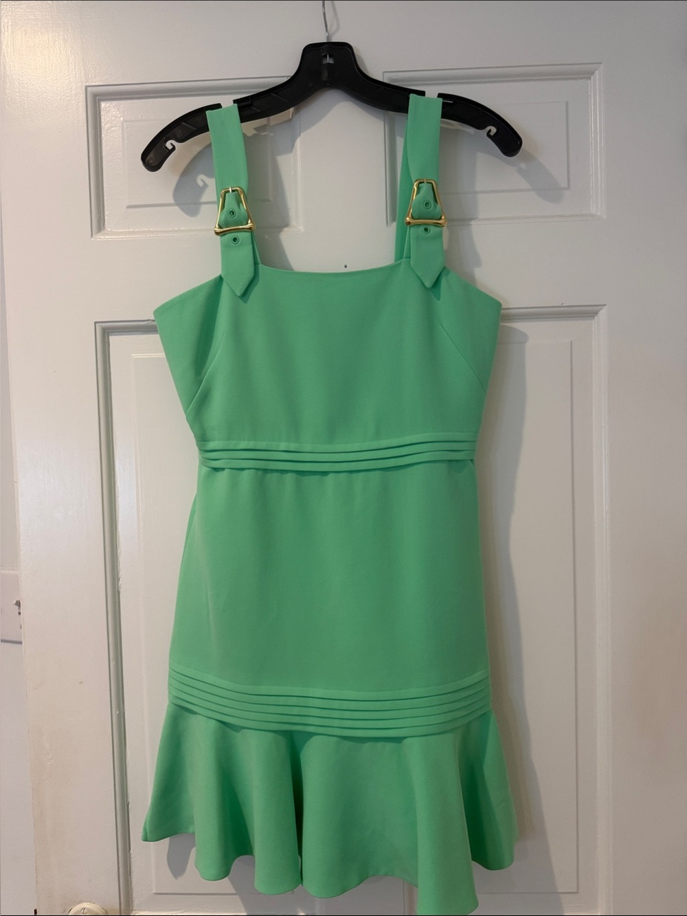 Jonathan Simkhai Mint Green Mini Dress with Gold Buckles NWT